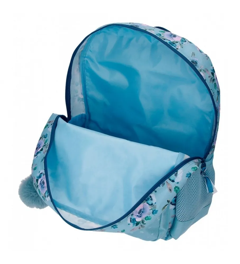 MOCHILA ESCOLAR MOVOM WILD FLOWERS ADAPTABLE DOS COMPARTIMENTOS AZUL 33X46X17CM